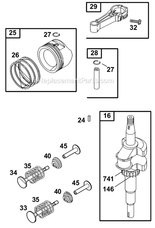 Page B Diagram and Parts List for 12B800  Briggs and Stratton Engine